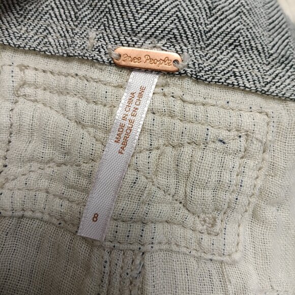 Free People Women's White and Black Stripped Linen Blend Pants Size 8 - Picture 7 of 8